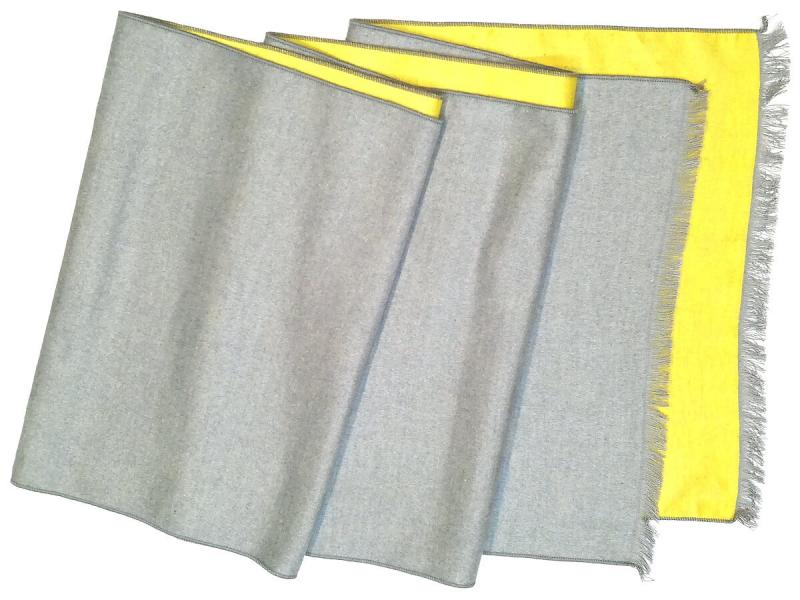 Scarf Shawl 100% Silk Flannel Yellow Grey